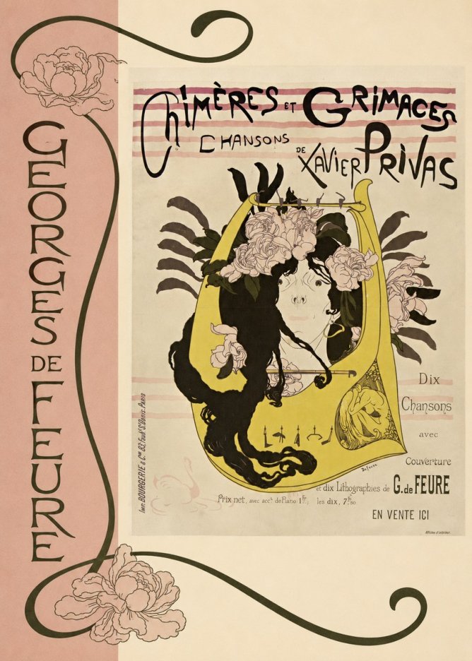 Georges de Feure Chimères Et Grimaces Chansons De Xavier Privas No2 - Plakát