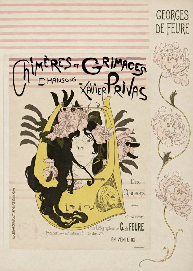 Georges de Feure Chimères Et Grimaces Chansons De Xavier Privas No6 - Plakát