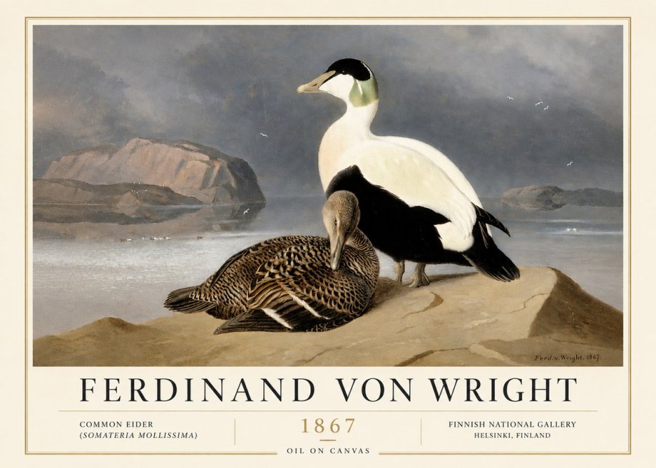 Ferdinand von Wright Common Eider (Somateria Mollissima) No6 - Plakát