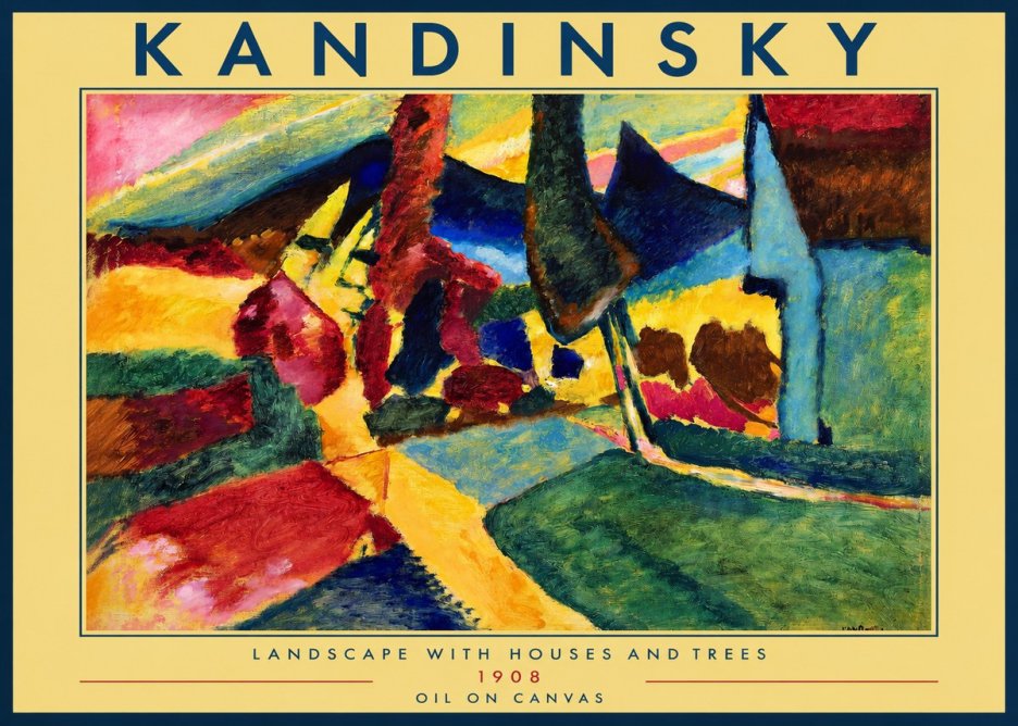 Kandinsky Landscape with Houses and Trees No2 - Plakát