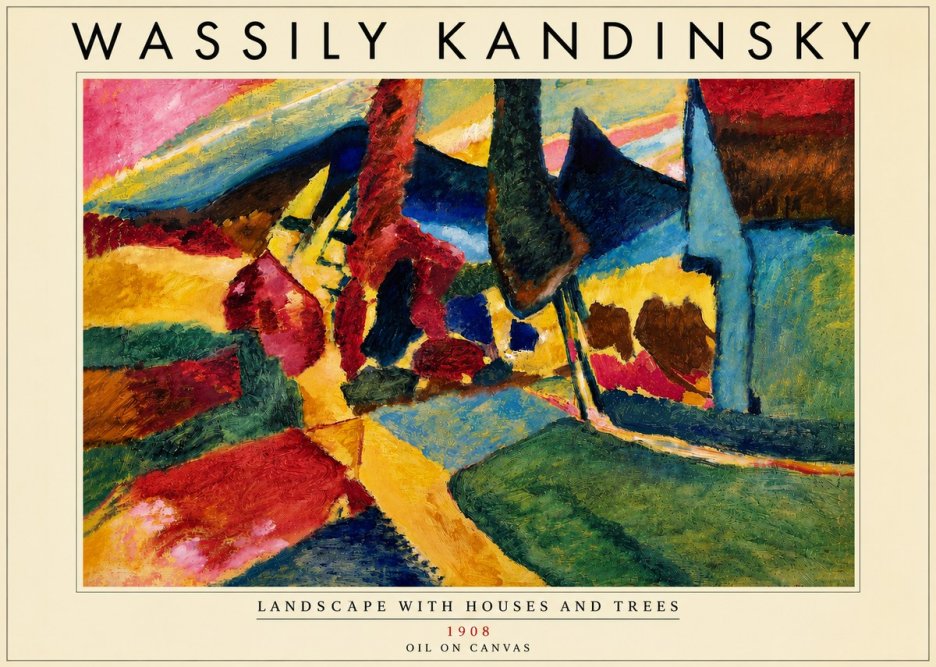 Kandinsky Landscape with Houses and Trees No5 - Plakát