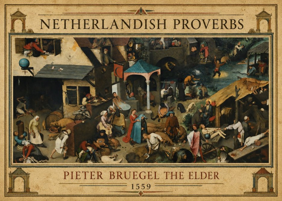 Pieter Bruegel Netherlandish Proverbs III No1 - Plakát