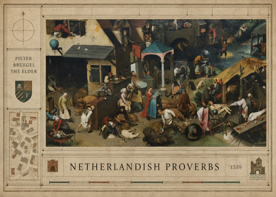 Pieter Bruegel Netherlandish Proverbs III No4 - Plakát