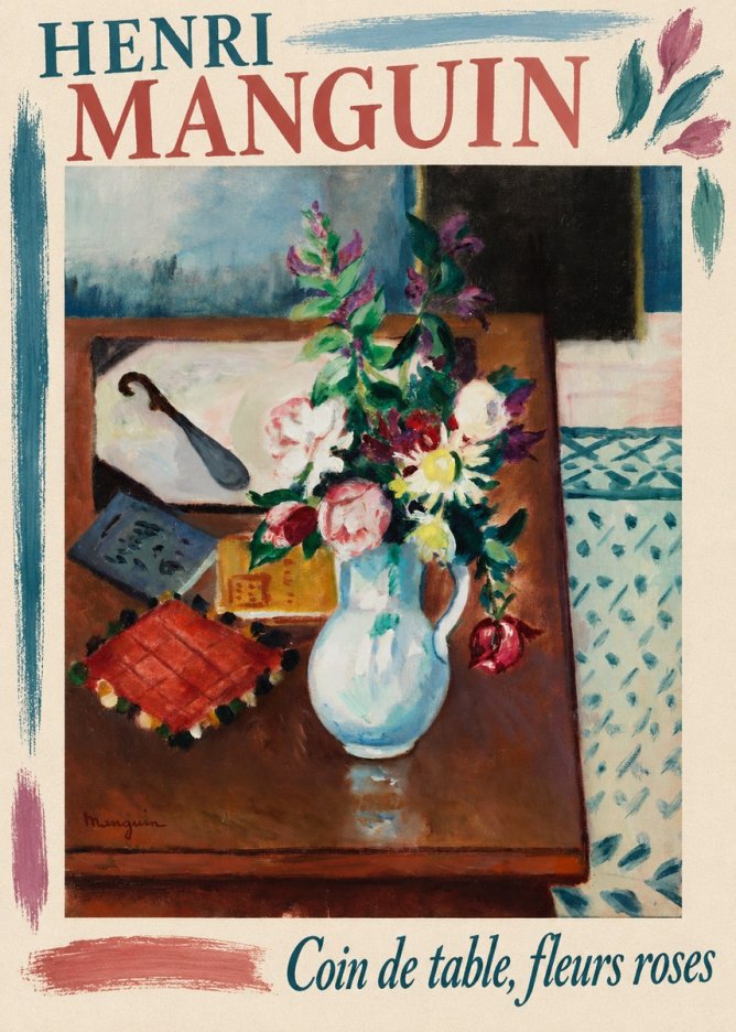 Henri Manguin Coin De Table, Fleurs Roses No2 - Plakát