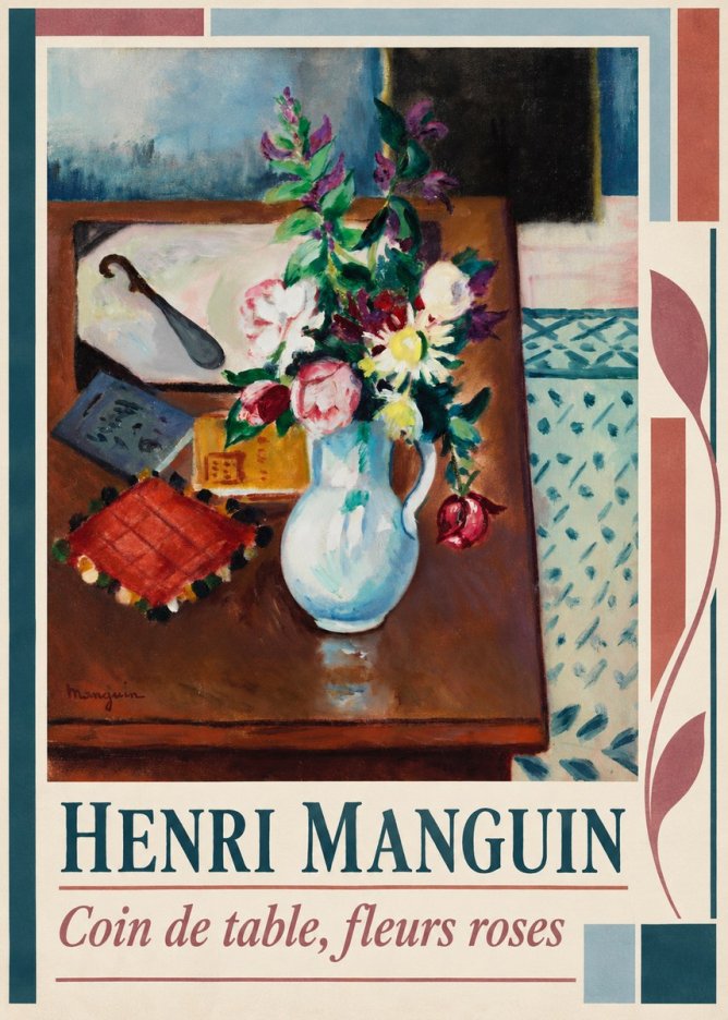 Henri Manguin Coin De Table, Fleurs Roses No5 - Plakát