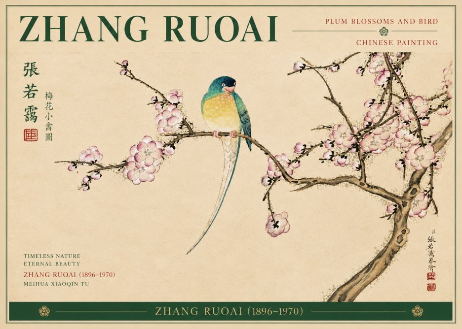 Zhang Ruoai Plum Blossoms and Bird No6 - Plakát