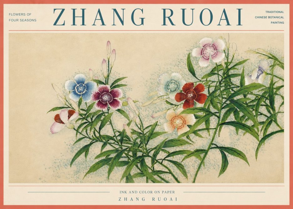 Zhang Ruoai Dianthus in Bloom No6 - Plakát