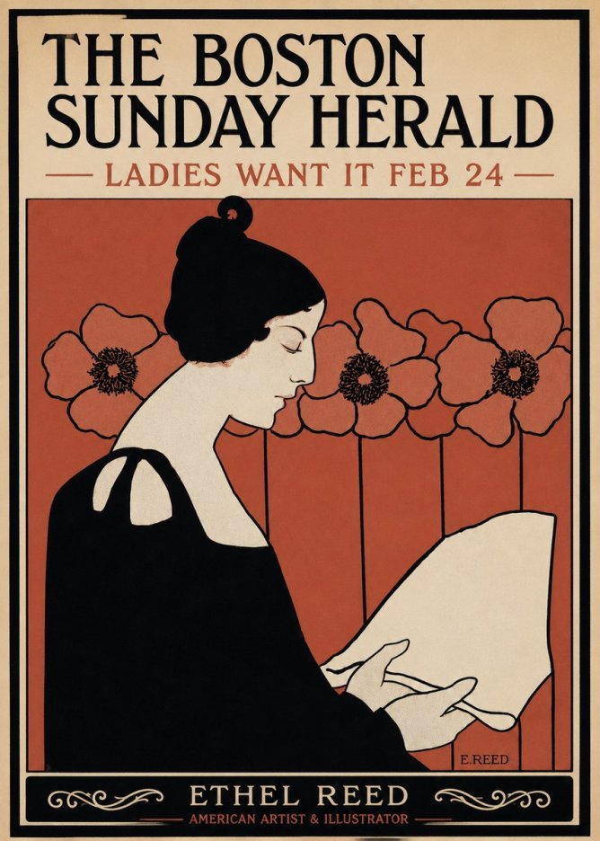 Ethel Reed The Boston Sunday Herald - Ladies Want It Feb 24 No3 - Plakát