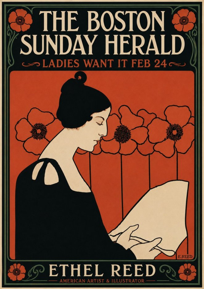 Ethel Reed The Boston Sunday Herald - Ladies Want It Feb 24 No6 - Plakát