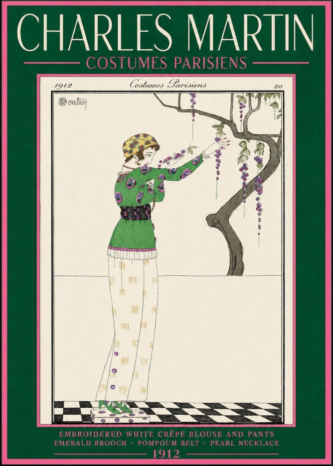 Charles Martin Embroidered White Crêpe Blouse and Pants No2 - Plakát