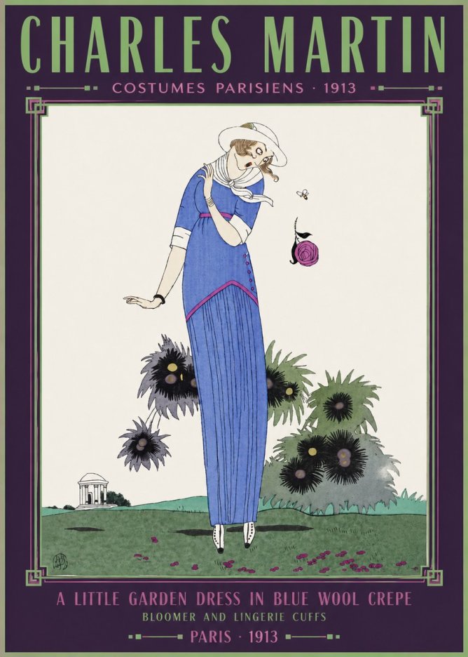 Charles Martin Little Garden Dress in Blue Wool Crepe No6 - Plakát
