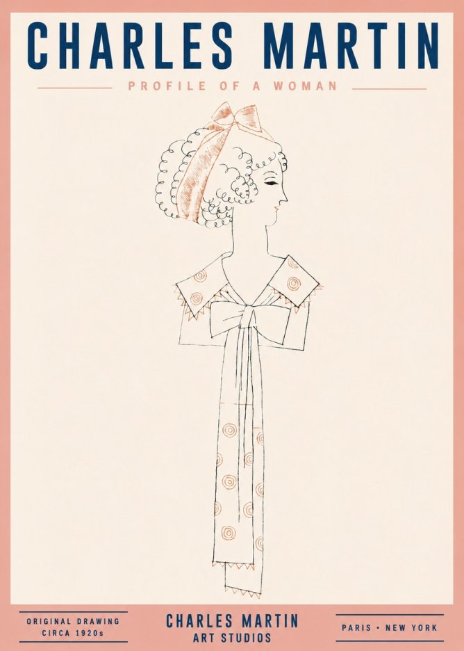 Charles Martin Profile of a Woman No2 - Plakát