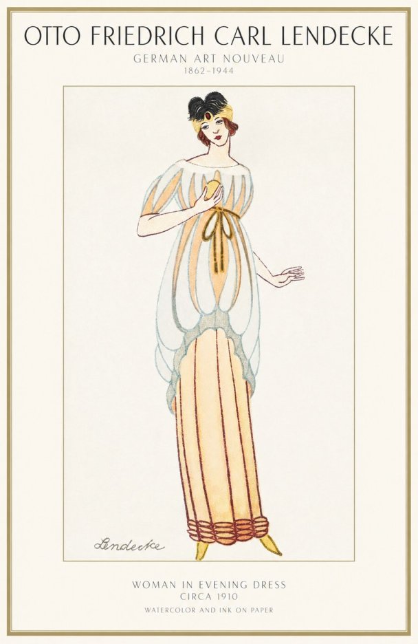 Otto Friedrich Carl Lendecke Woman in Evening Dress No1 - Plakát