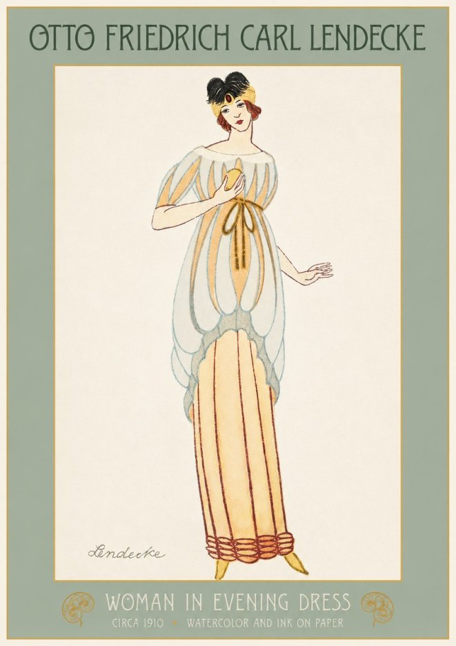 Otto Friedrich Carl Lendecke Woman in Evening Dress No2 - Plakát