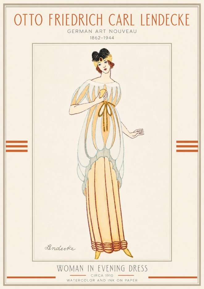 Otto Friedrich Carl Lendecke Woman in Evening Dress No3 - Plakát