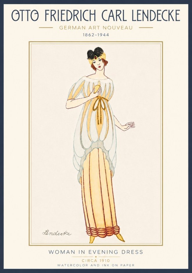Otto Friedrich Carl Lendecke Woman in Evening Dress No4 - Plakát
