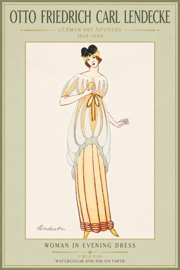 Otto Friedrich Carl Lendecke Woman in Evening Dress No5 - Plakát