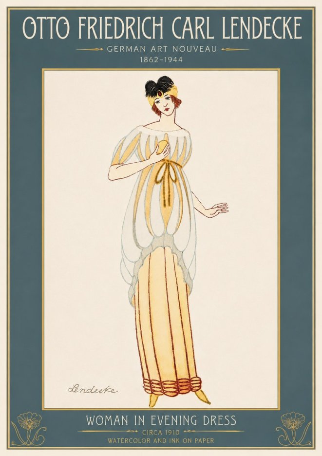 Otto Friedrich Carl Lendecke Woman in Evening Dress No6 - Plakát