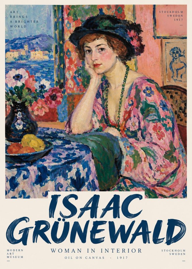Isaac Grünewald Woman in Interior No3 - Plakát