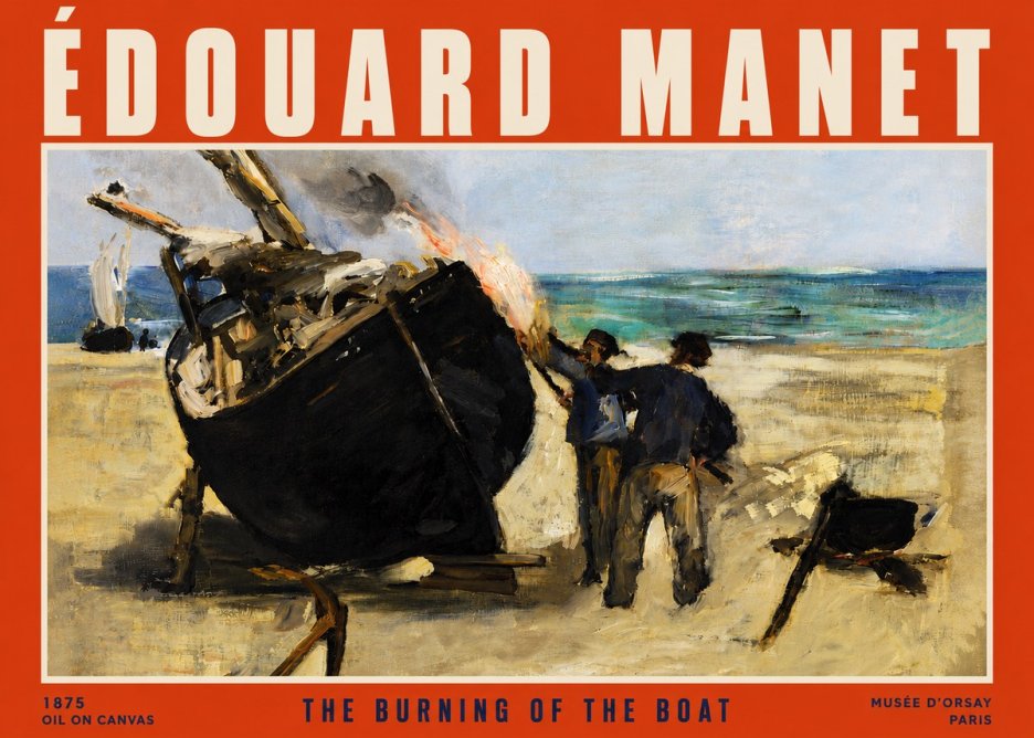 Édouard Manet The Burning of the Boat No4 - Plakát