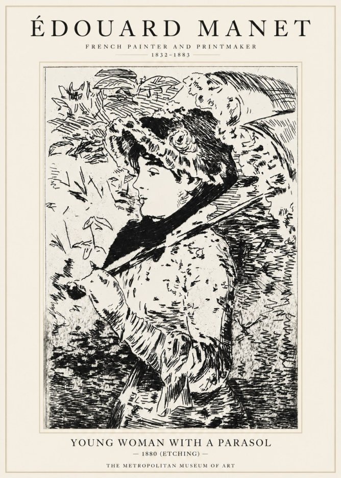 Édouard Manet Young Woman with a Parasol No1 - Plakát