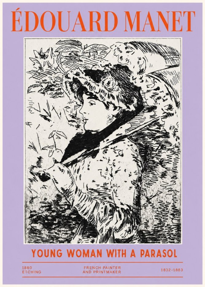 Édouard Manet Young Woman with a Parasol No2 - Plakát