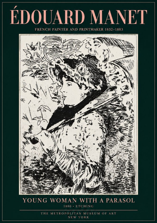 Édouard Manet Young Woman with a Parasol No3 - Plakát