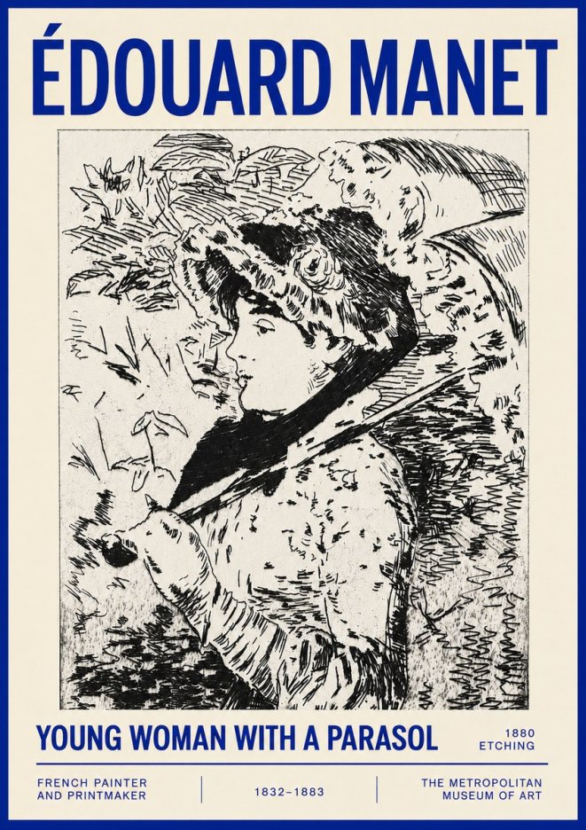 Édouard Manet Young Woman with a Parasol No4 - Plakát