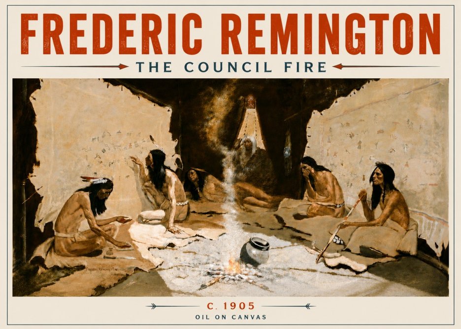 Frederic Remington The Council Fire I No5 - Plakát
