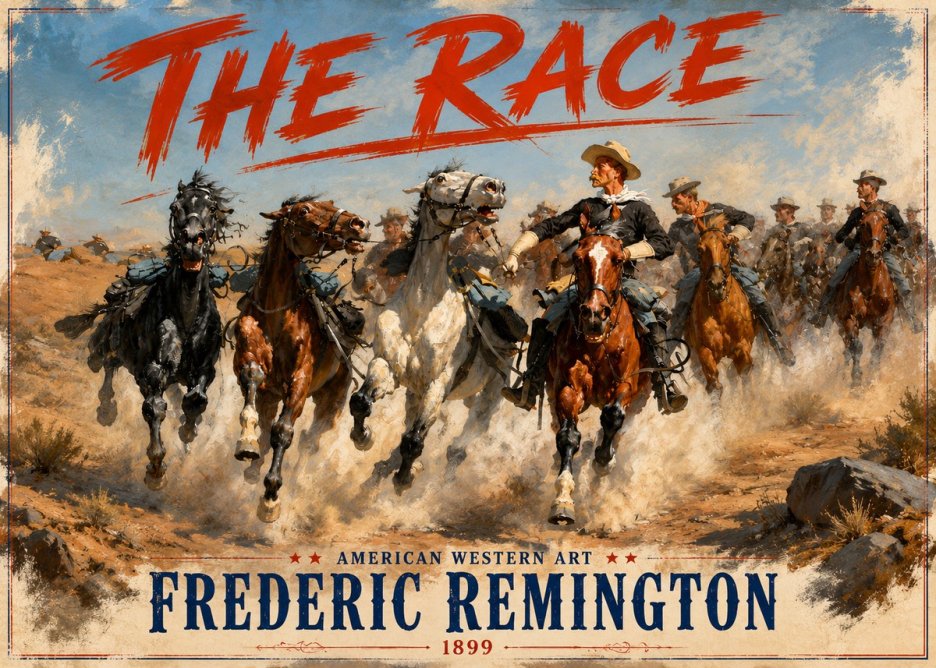 Frederic Remington The Race I No3 - Plakát