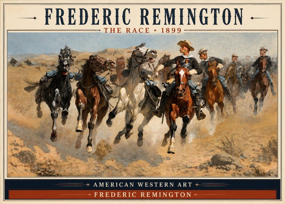 Frederic Remington The Race I No4 - Plakát