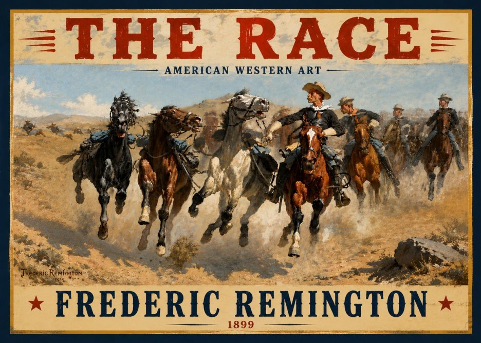 Frederic Remington The Race I No5 - Plakát