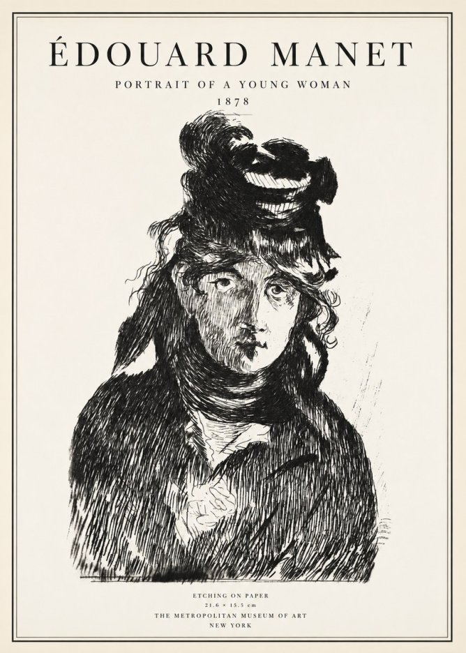 Édouard Manet Portrait of a Young Woman I No1 - Plakát