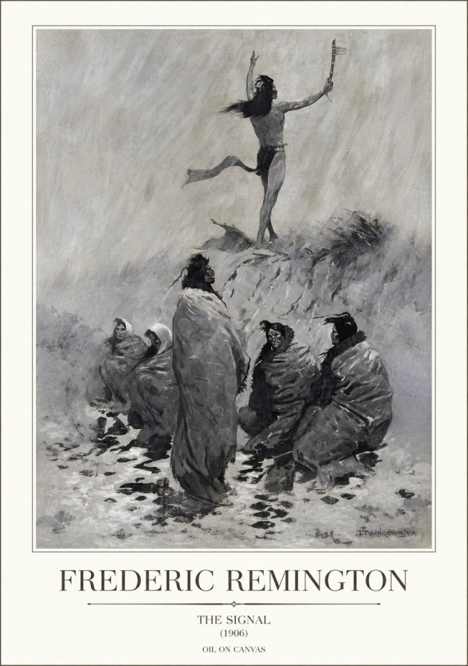 Frederic Remington The Signal No1 - Plakát