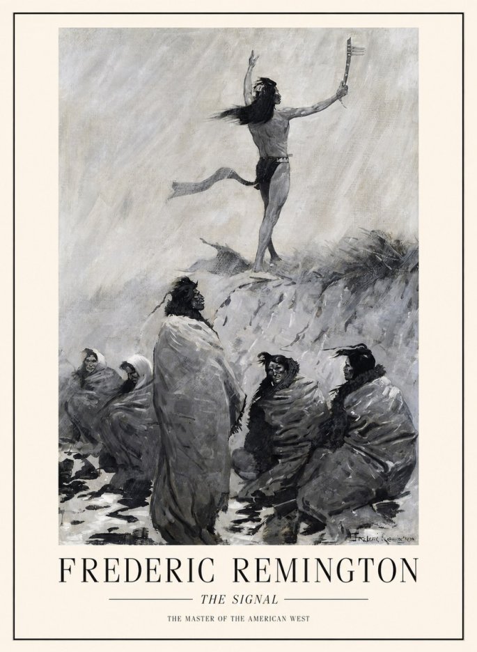 Frederic Remington The Signal No3 - Plakát