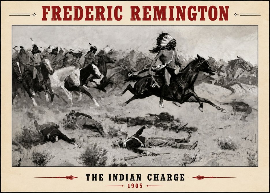 Frederic Remington The Indian Charge No4 - Plakát