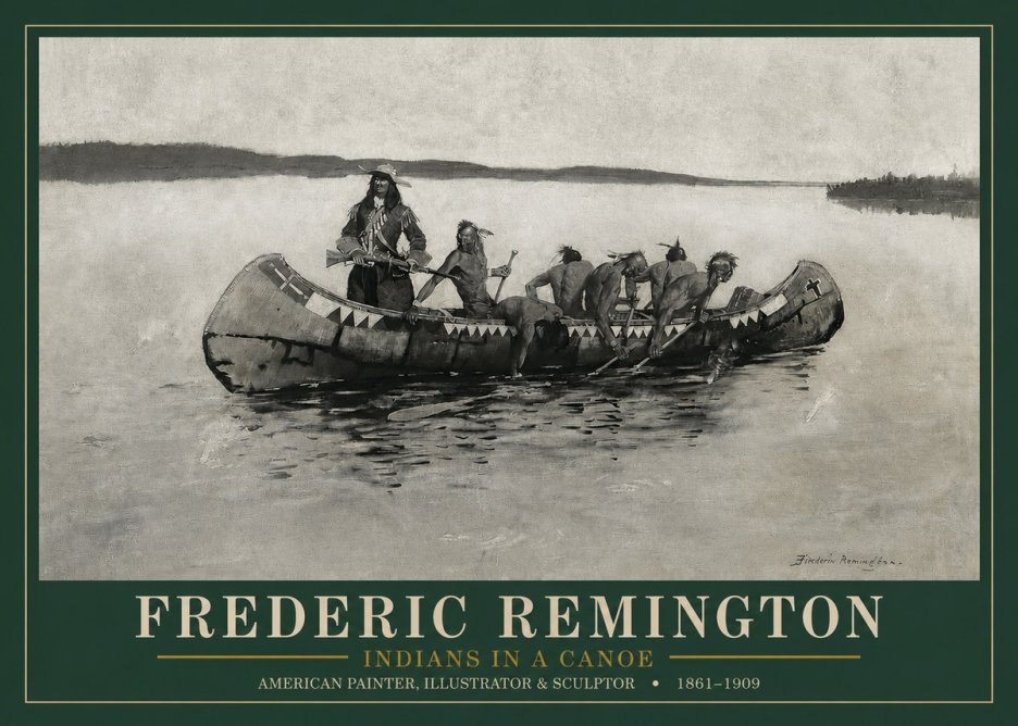 Frederic Remington Indians in a Canoe No3 - Plakát