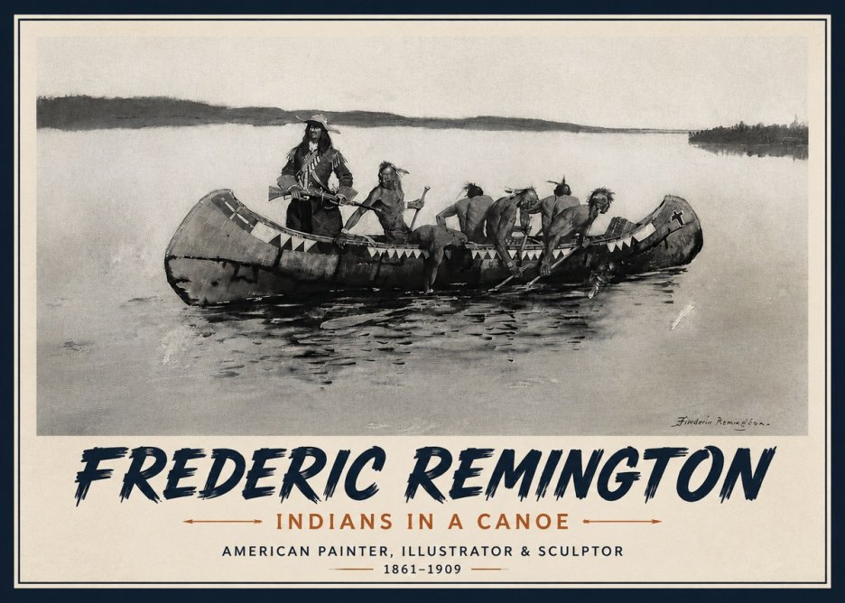 Frederic Remington Indians in a Canoe No4 - Plakát