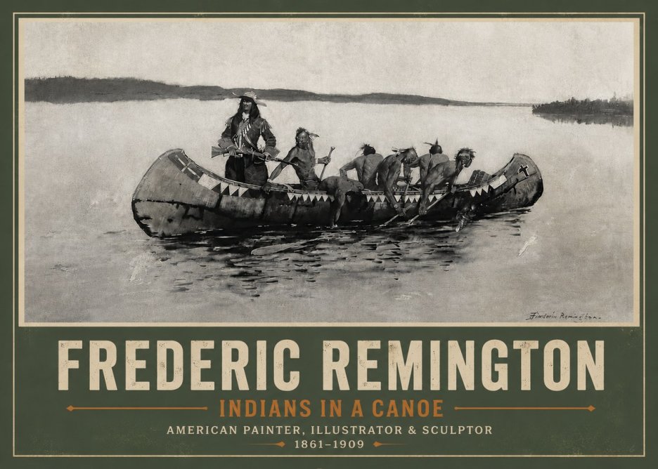 Frederic Remington Indians in a Canoe No5 - Plakát
