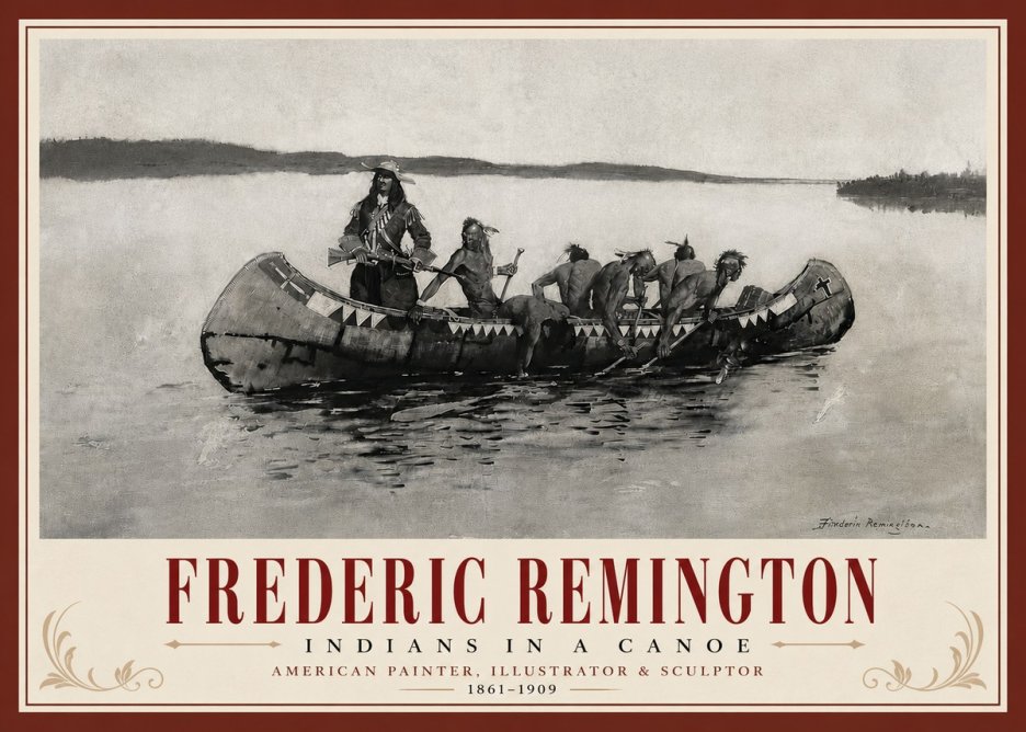 Frederic Remington Indians in a Canoe No6 - Plakát