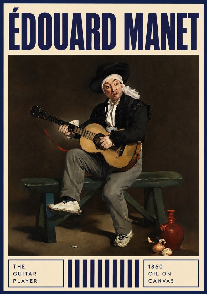 Édouard Manet The Guitar Player No3 - Plakát