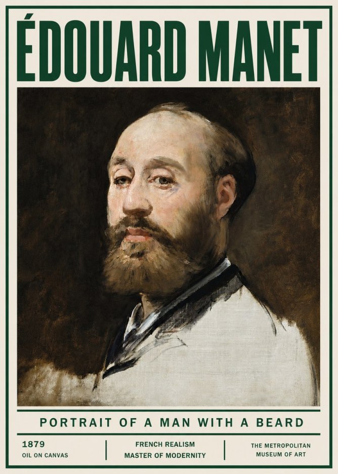 Édouard Manet Portrait of a Man with a Beard No4 - Plakát
