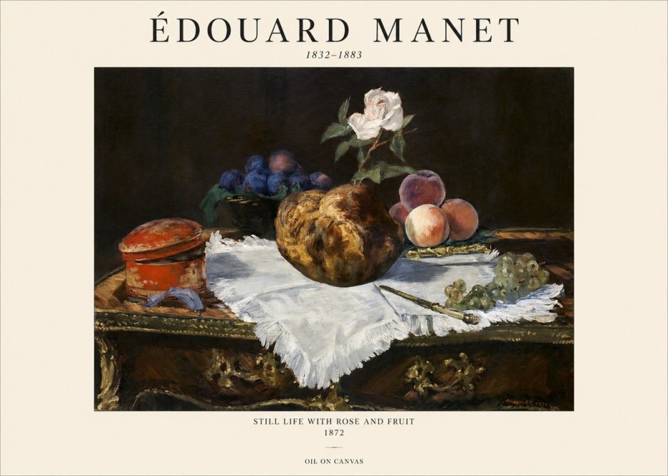 Édouard Manet Still Life with Rose and Fruit No1 - Plakát