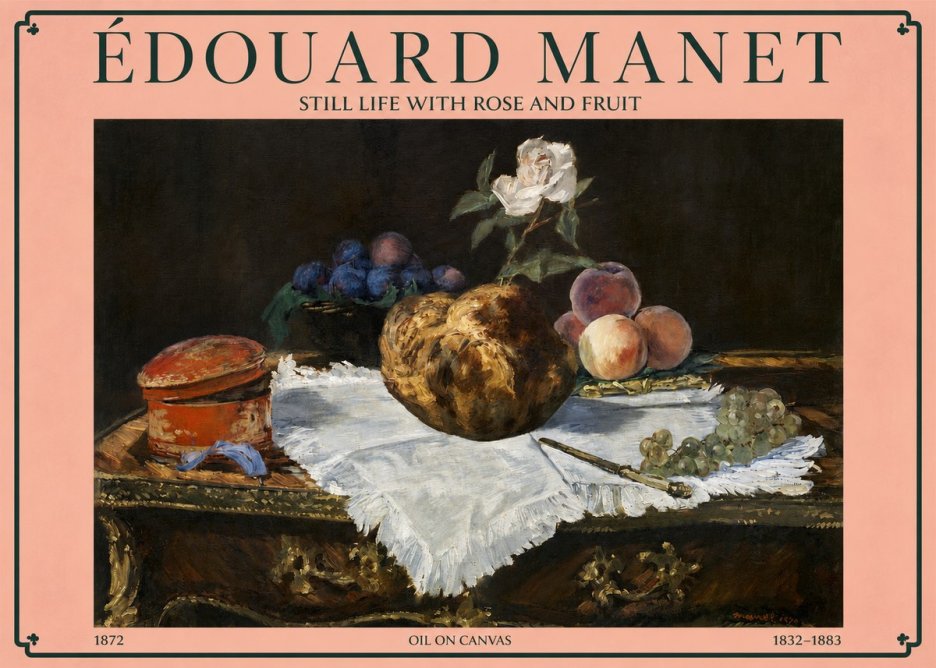 Édouard Manet Still Life with Rose and Fruit No3 - Plakát