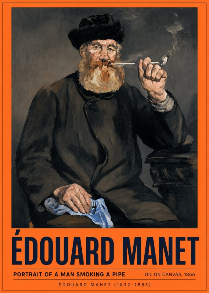 Édouard Manet Portrait of a Man Smoking a Pipe No2 - Plakát
