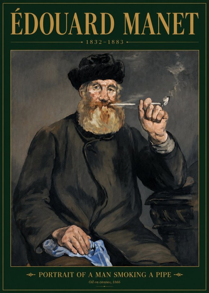 Édouard Manet Portrait of a Man Smoking a Pipe No6 - Plakát