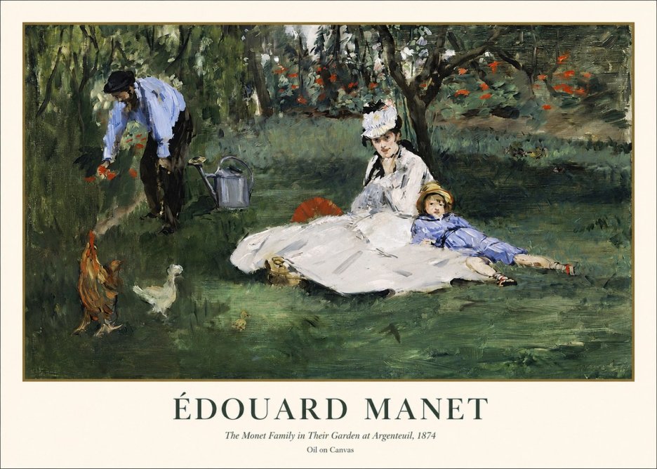 Édouard Manet The Monet Family in Their Garden at Argenteuil, 1874 No1 - Plakát
