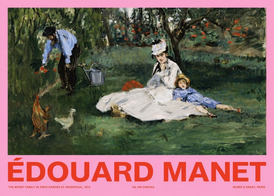 Édouard Manet The Monet Family in Their Garden at Argenteuil, 1874 No2 - Plakát