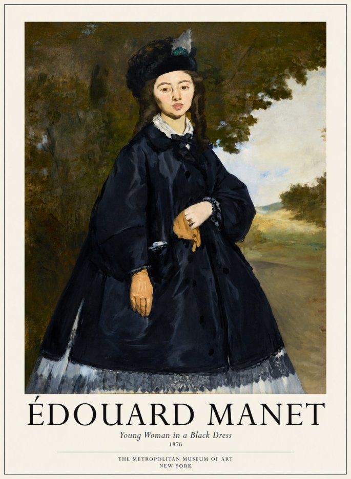 Édouard Manet Young Woman in a Black Dress No1 - Plakát