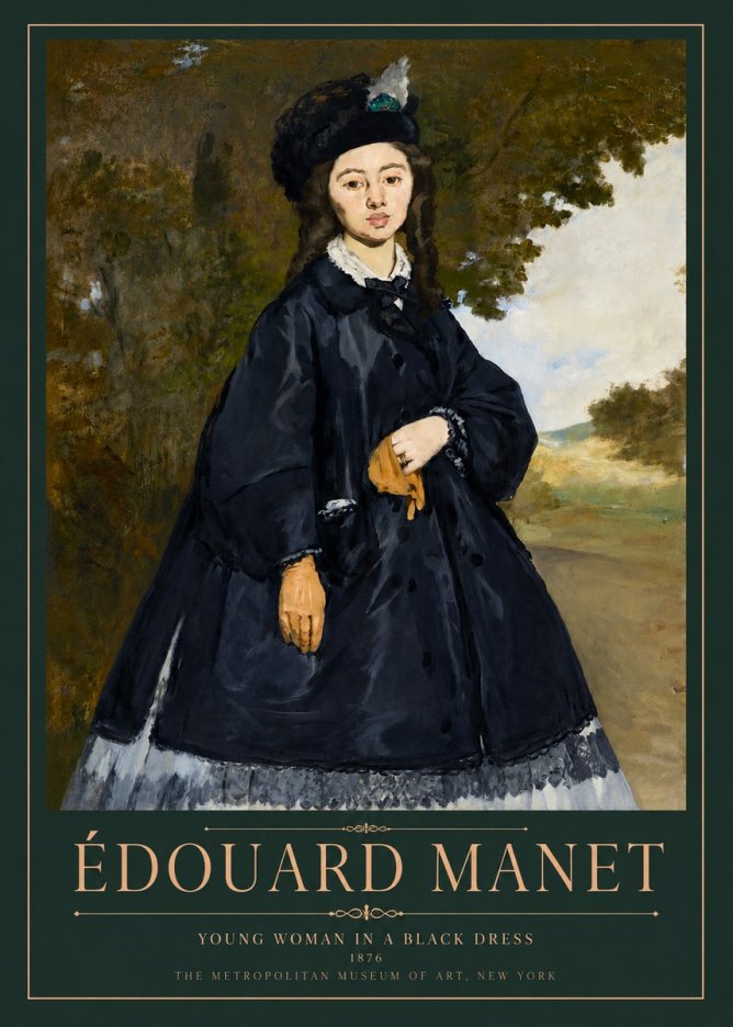 Édouard Manet Young Woman in a Black Dress No3 - Plakát